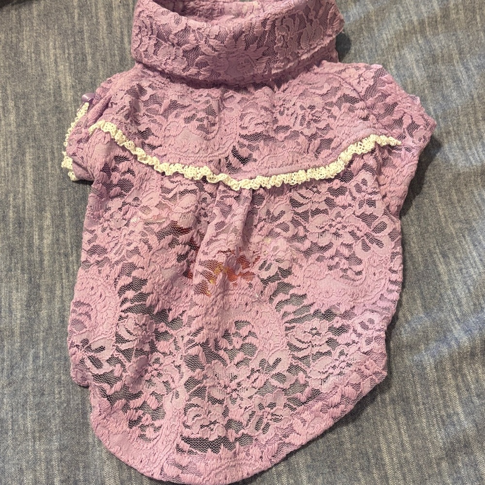 Lavender Lace Small Pet Dress with Crochet Trim